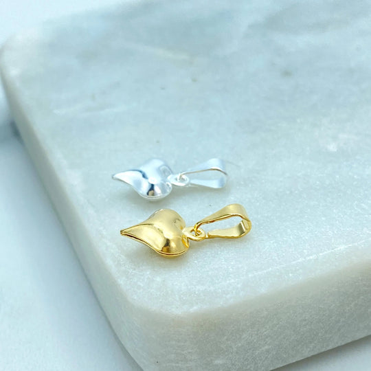 18k Gold Filled or Silver Filled Puffed Puf 3D 11mm Heart Charm Pendant, Puffed Heart Charm, DIY Heart Charm