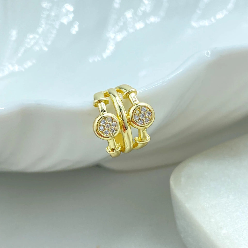 18k Gold Filled Cuff Earring, Single Piece with Round CZ Detail Cuff Earring, Non Pierced Ear Cuff, Dainty Jewelry