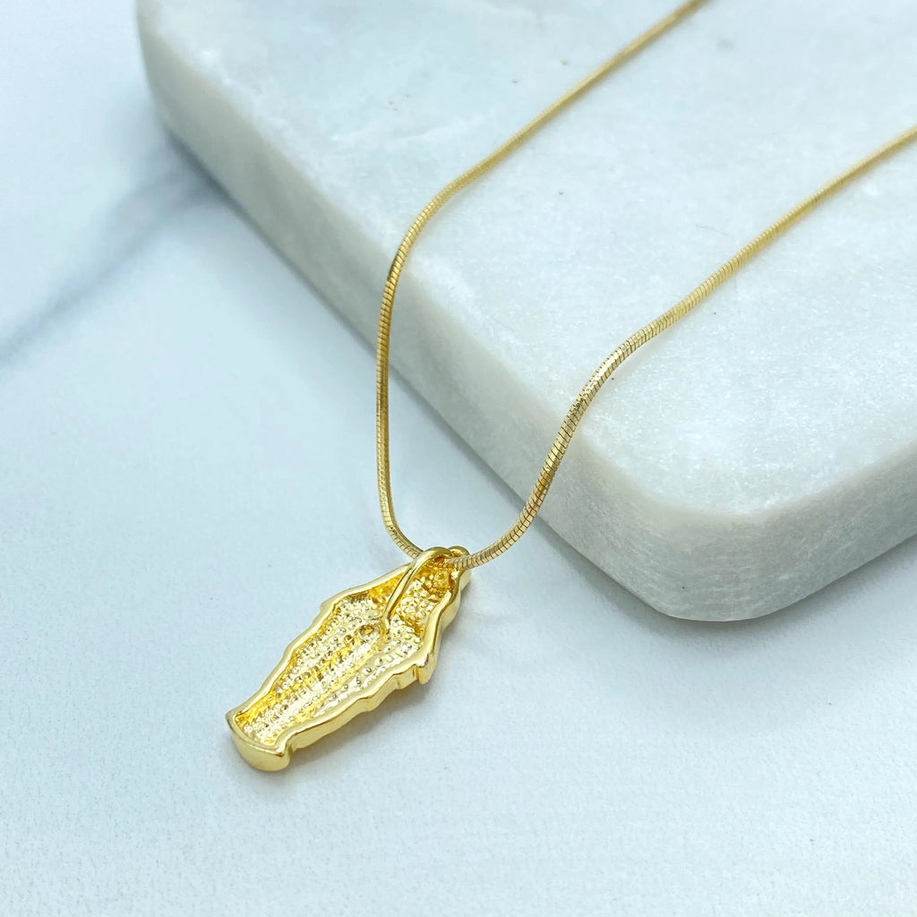 18k Gold Filled Miraculous Necklace, Virgin Mary Pendant with Snake Chain, 18 Inches, Religious Jewelry Gift, La Milagrosa Necklace