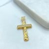 18k Gold Filled Cross Pendant, Textured Wood-Style Cross with CZ Stones, Faith Jewelry, Religious Pendant