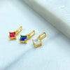 18k Gold Filled Charm, Petite Square CZ Charm in Ruby, Sapphire & Diamond Simulated Stones, CZ Charm, Dainty Jewelry