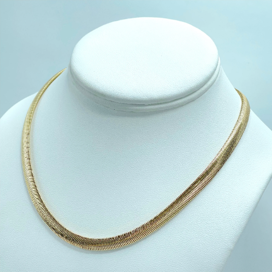 18k Gold Filled Fancy 5 mm Snake Herringbone Chain 16'' or 18'' with Extender, 7.5'' to 8.5''Bracelet Set, Wholesale Jewelry Making Supplies