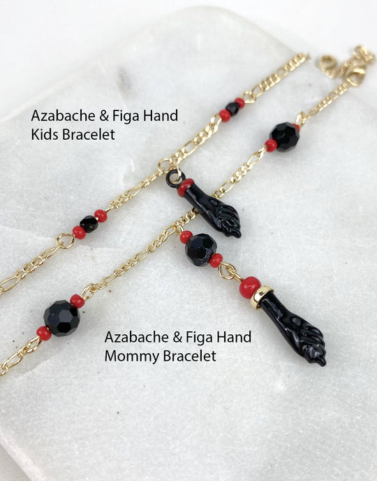 18k Gold Filled  Azabache Figa Hand Matching Bracelets