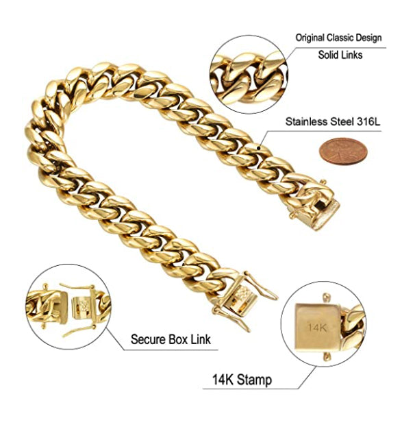 14k Gold Filled Miami Cuban Link 10mm Bracelet
