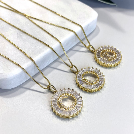 18k Gold Filled  Initials Pendant Box Link Chain