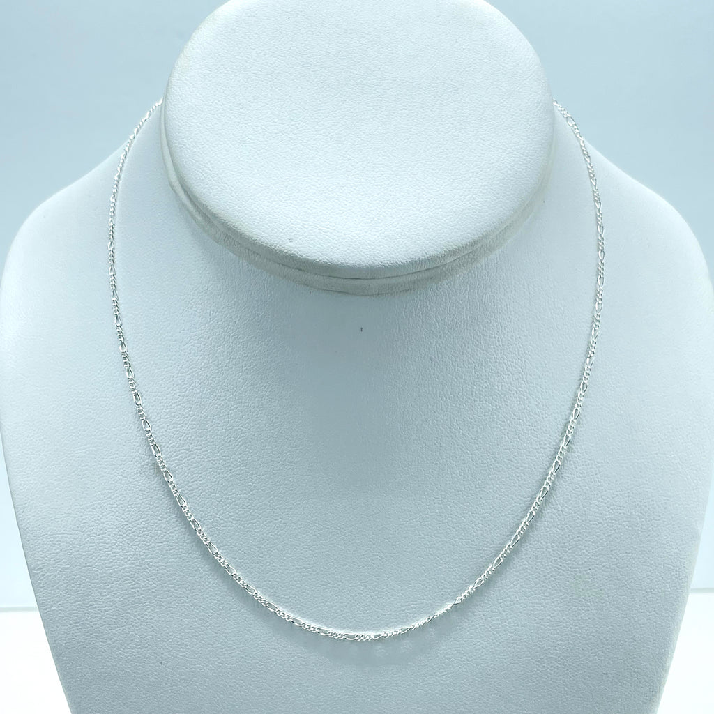 925 Sterling Silver 1mm Figaro Chain, Dainty Chain, 16 Inches Long