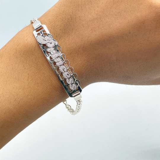Silver Filled Curb Link Chain with "Princess" Word Cutout ID Bracelet