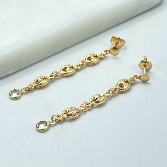 18k Gold Filled 4mm Mariner Anchor, Chunky Link Mariner Drop & Dangle Earrings