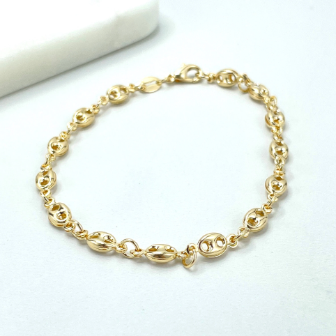 18k Gold Filled 5mm Mariner Anchor Chain, Chunky Link Mariner Chain Linked Bracelet, Wholesale