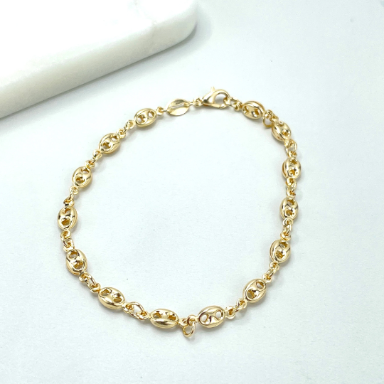 18k Gold Filled 5mm Mariner Anchor Chain, Chunky Link Mariner Chain Linked Bracelet, Wholesale