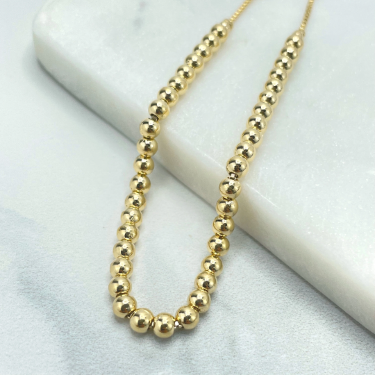 18k Gold Filled 1mm Box Chain and 4mm Beads Bracelet, Beaded Bracelet, Wholesale Jewelry