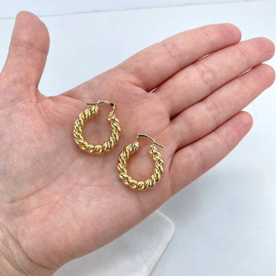 18k Gold Filled 23mm Classic Croissant Hoops Earrings Wholesale Jewelry Making Supplies