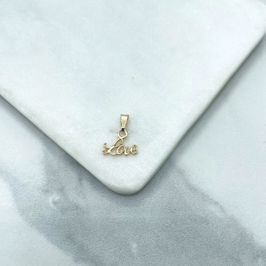18k Gold Filled Pettie "Love" Word Charm Pendant, Romantic Jewelry