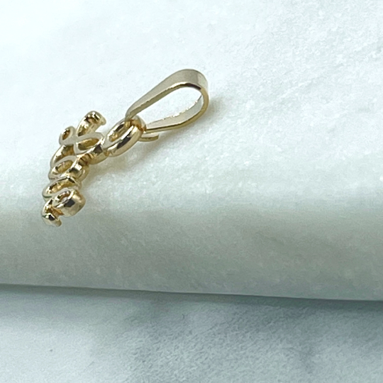 18k Gold Filled Pettie "Love" Word Charm Pendant, Romantic Jewelry