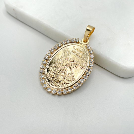 18k Gold Filled Medal San Miguel Arcangel Pendant