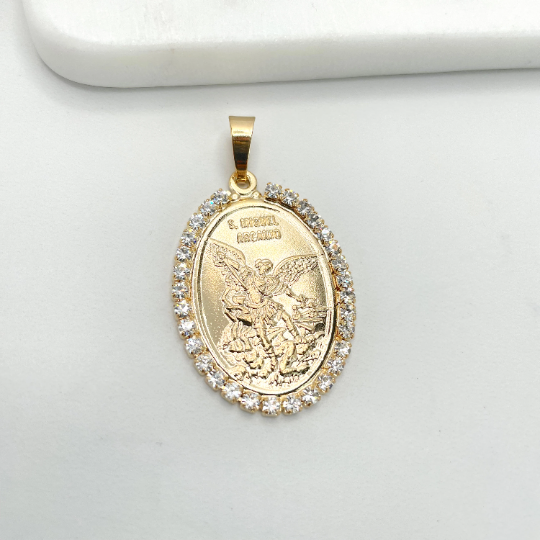 18k Gold Filled Medal San Miguel Arcangel Pendant