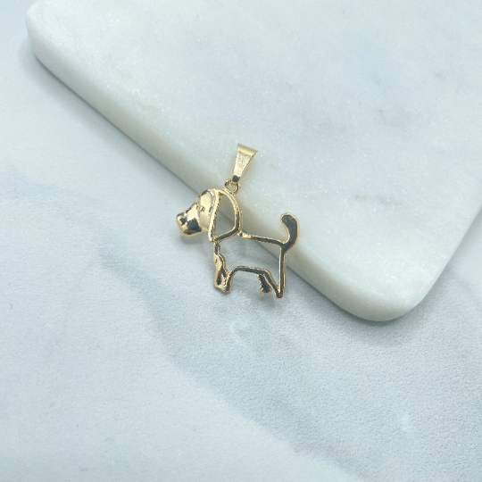 18k Gold Filled Petite Cutie Dog Puppy Charm Pendant, Animals Lovers Jewelry
