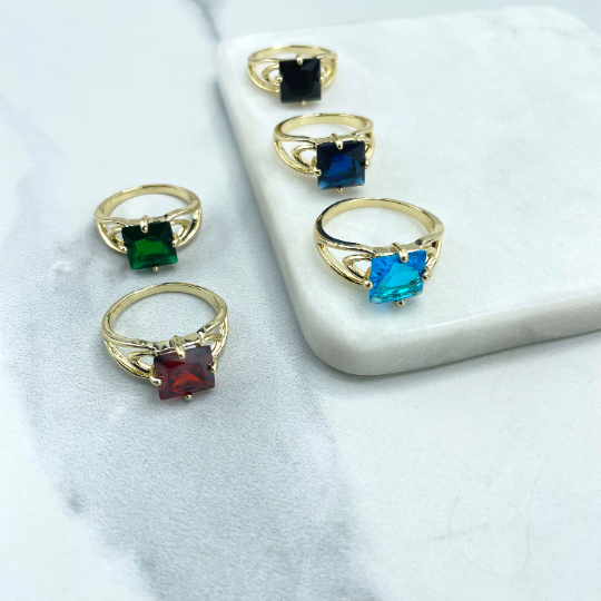 18k Gold Filled Colorful Cubic Zirconia Ring , Wholesale Jewelry Making Supplies.
