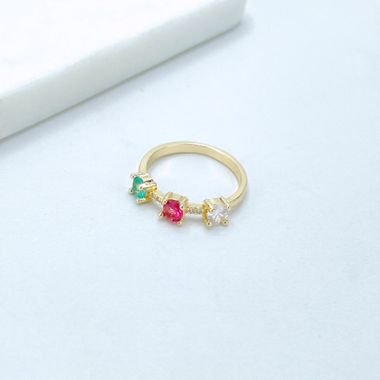 18k Gold Filled Colored Cubic Zirconia Stackable Ring