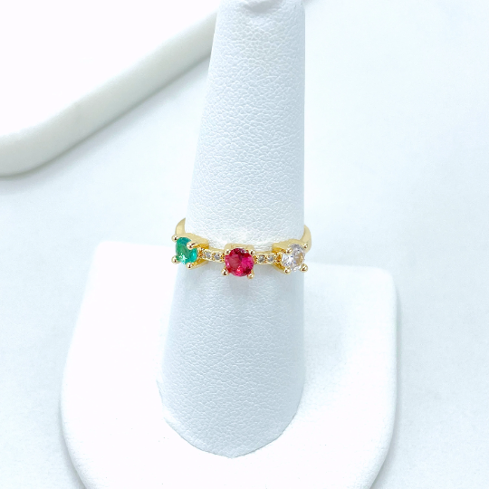 18k Gold Filled Colored Cubic Zirconia Stackable Ring