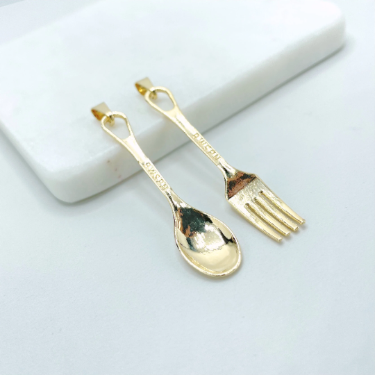 18k Gold Filled 3D Table Spoon or Fork Shape Pendant