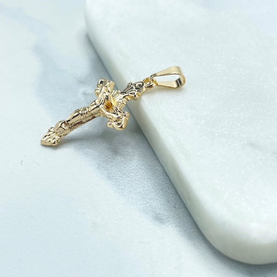 18k Gold Filled Jesus Cross Design Pendant Crucifix Religious Faith Charm