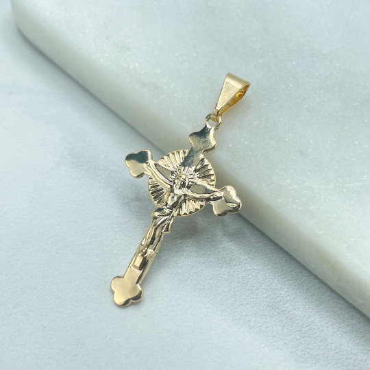18k Gold Filled Jesus Cross Design Pendant Crucifix Religious Faith Charm