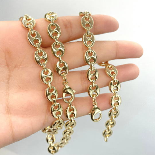 18k Gold Filled 8mm Puffy Mariner Link Chain Necklace or Bracelet