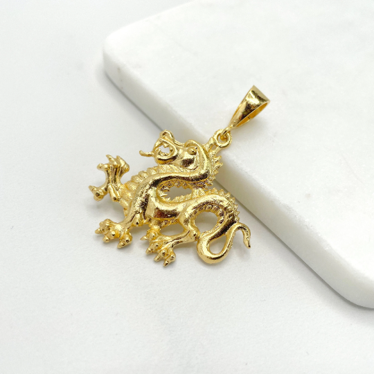 18k Gold Filled Mythologic Chinese Dragon Pendant