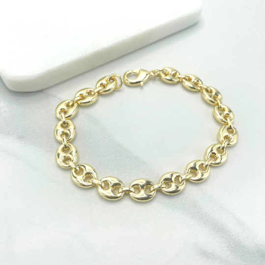 18k Gold Filled 8mm Puffy Mariner Link Bracelet