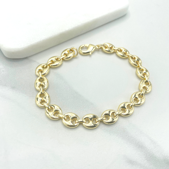 18k Gold Filled 8mm Puffy Mariner Link Chain Necklace or Bracelet