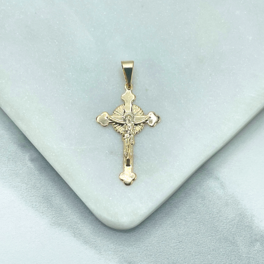 18k Gold Filled Jesus Cross Design Pendant Crucifix Religious Faith Charm