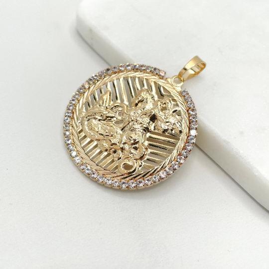 18k Gold Filled Medal Saint George Pendant