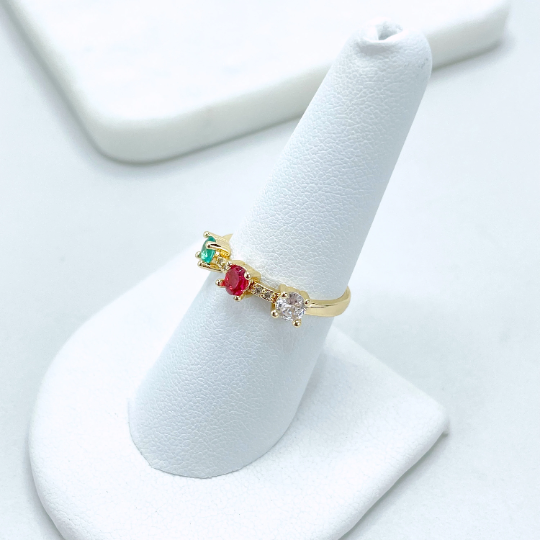 18k Gold Filled Colored Cubic Zirconia Stackable Ring
