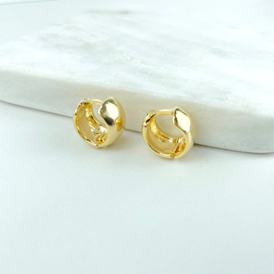 18k Gold Filled 15mm Petite Clicker Earrings Huggies Gold Hoops Dainty Wholesale Jewelry Supplies