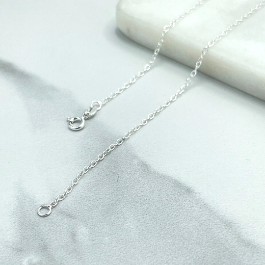 925 Sterling Silver 1mm Oval Chain, Dainty Chain, 18 Inches Long, Stamped 925