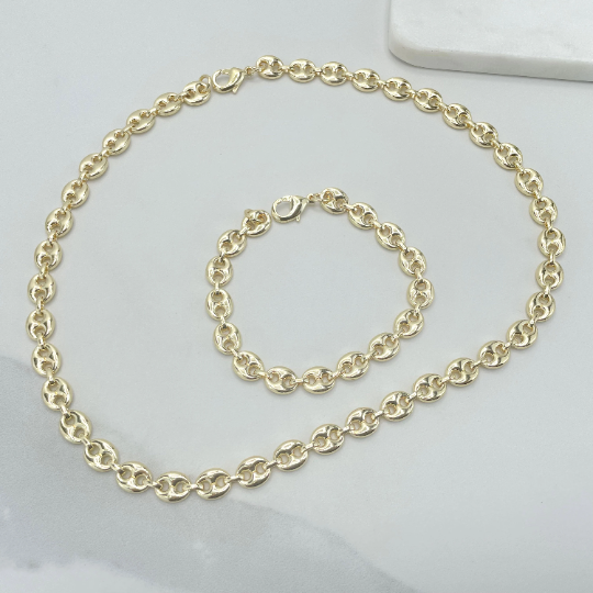 18k Gold Filled 8mm Puffy Mariner Link Bracelet