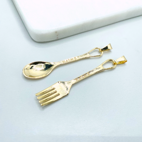 18k Gold Filled 3D Table Spoon or Fork Shape Pendant