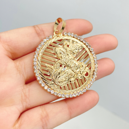 18k Gold Filled Medal Saint George Pendant