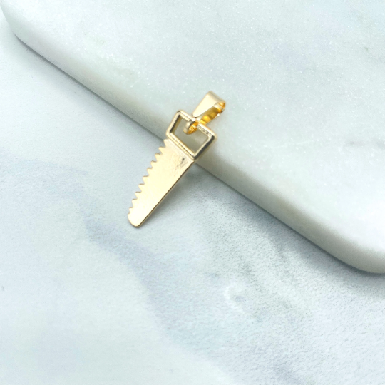 18k Gold Filled SAW Shape Charm Pendant, Carpenter Tool, Mechanic Gifts for Dad, Men's Jewelry