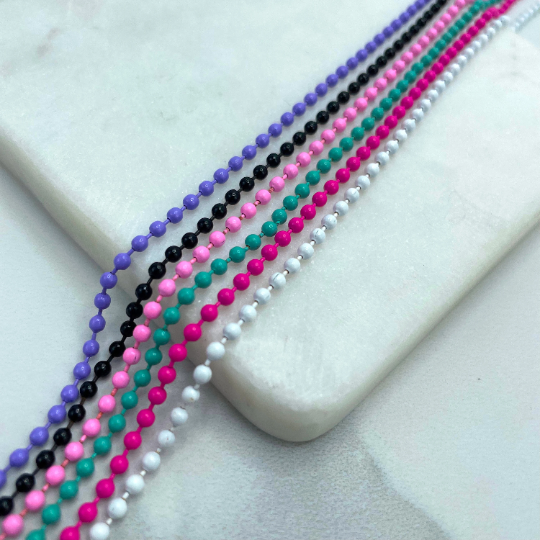 18k Gold Filled Colorful Enamel Ball Beaded Chain in 6 different colors available, Wholesale Making Supplies