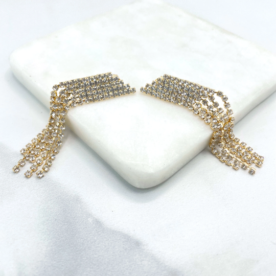 18k Gold Filled Elegant Tassel Cubic Zirconia Dangle Drop Earrings