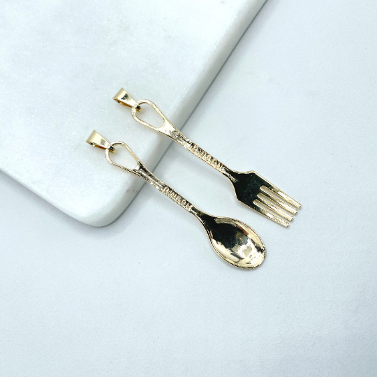 18k Gold Filled 3D Table Spoon or Fork Shape Pendant
