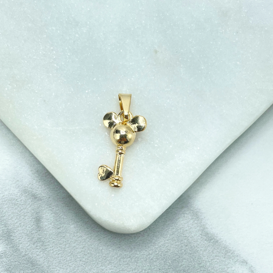18k Gold Filled Petite Key Mouse Head Shape Style Charm Pendant