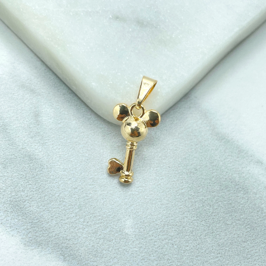 18k Gold Filled Petite Key Mouse Head Shape Style Charm Pendant