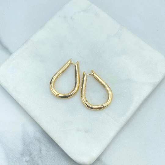 18k Gold Filled 24mm or 28mm Tear Shape, Oval Hoops Earrings