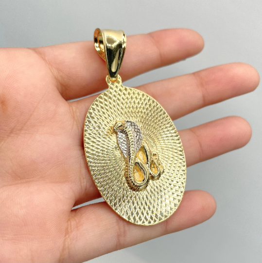 18k Gold Filled Two Tone King Snake Cobra Pendant