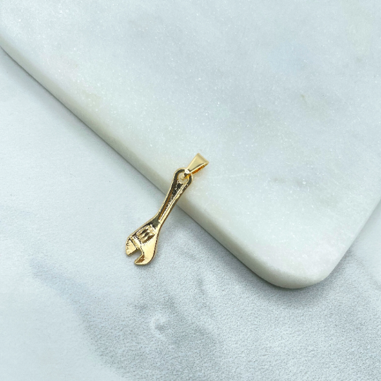 18k Gold Filled Mechanic Gifts for Dad, Adjustable Wrench Jewelry, Carpenter Tool Charm