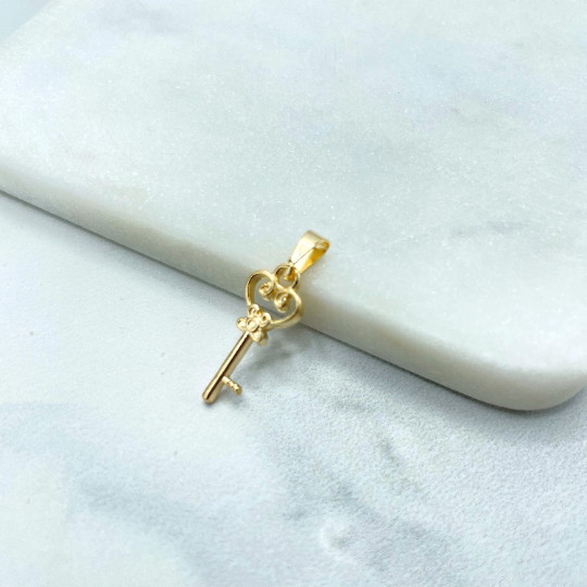 18k Gold Filled Petite Key Charm Pendant, Love & Friendship Inspiration Jewelry