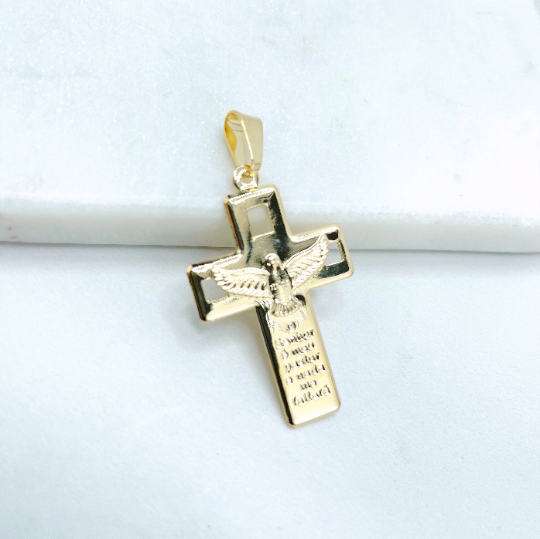 18k Gold Filled Cross with Dove Pendant